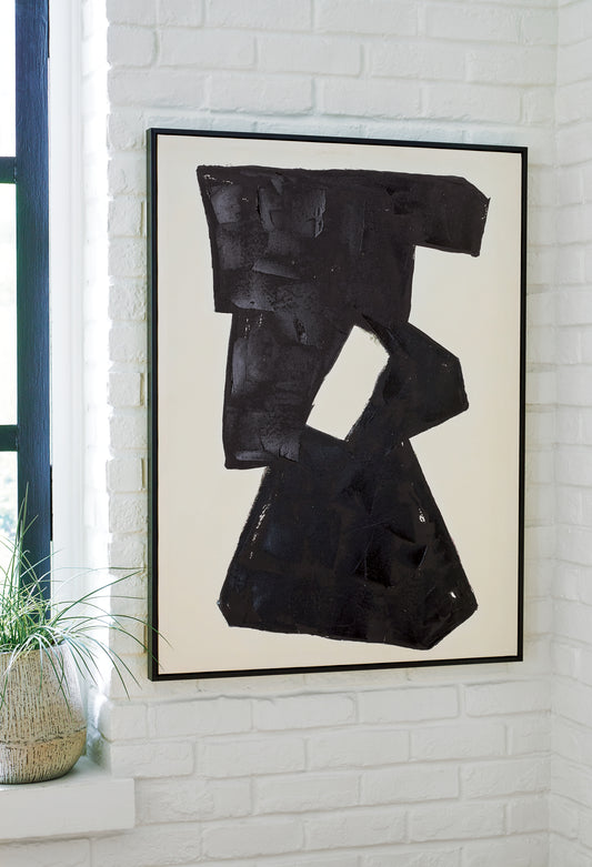 Haines Furniture Outlet - Ashley Furniture - Garviery Wall Decor - Wall Art / Black/Cream - A8000385