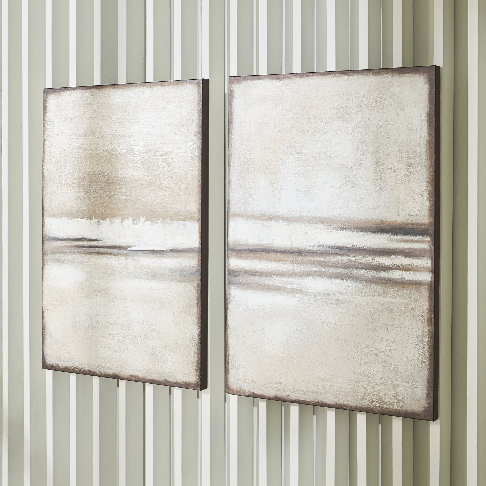 Haines Furniture Outlet - Ashley Furniture - Brockdunn Wall Decor - Wall Art Set (Set of 2) / Tan/Brown - A8000403
