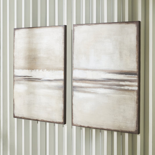 Haines Furniture Outlet - Ashley Furniture - Brockdunn Wall Decor - Wall Art Set (Set of 2) / Tan/Brown - A8000403