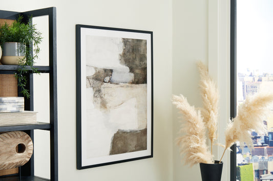 Haines Furniture Outlet - Ashley Furniture - Aldricton Wall Decor - Wall Art / Brown/White - A8000406