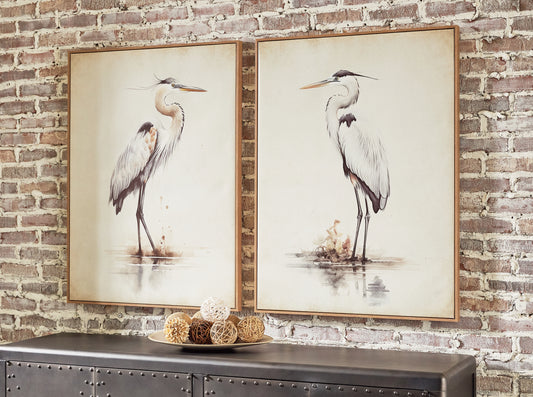 Haines Furniture Outlet - Ashley Furniture - Aubinell Wall Decor - Wall Art Set (Set of 2) / Beige - A8000414