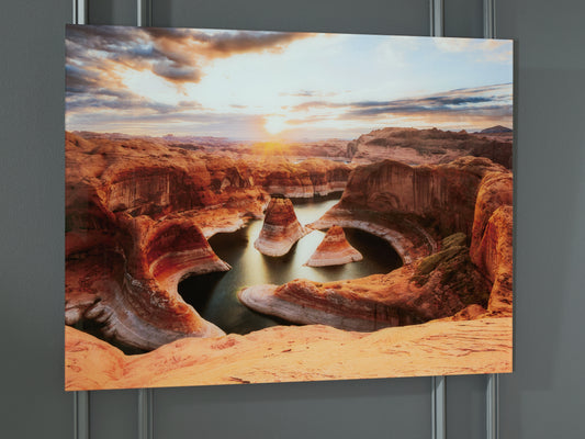Haines Furniture Outlet - Ashley Furniture - Deemsdon Wall Decor - Wall Art / Blue/Amber - A8000436