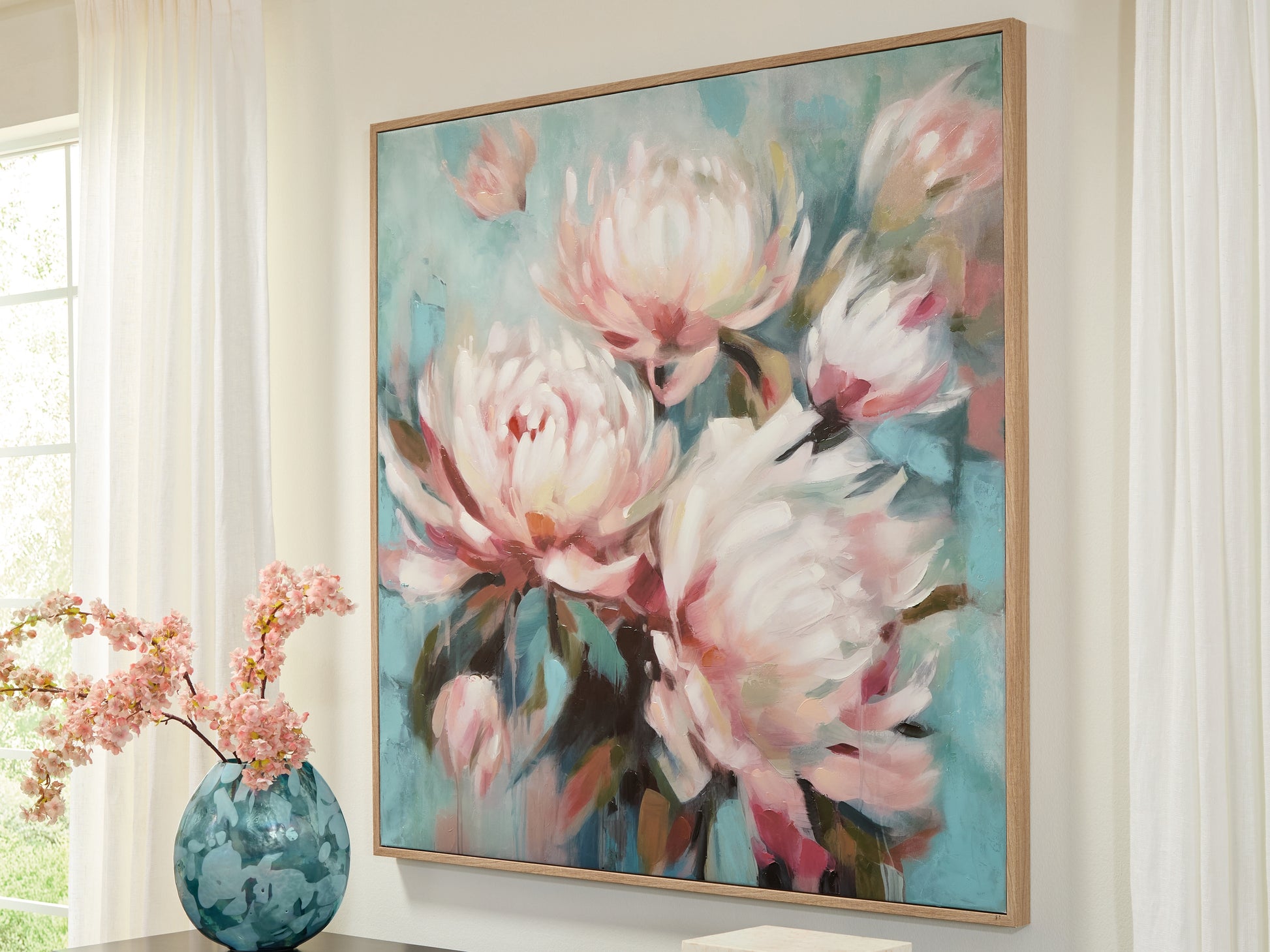 Haines Furniture Outlet - Ashley Furniture - Parryville Wall Decor - Wall Art / Aqua/Pink - A8000440