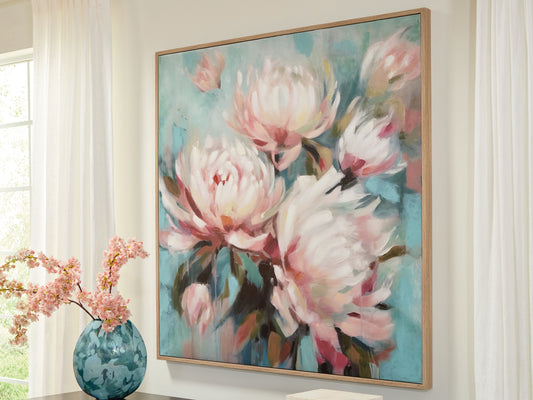 Haines Furniture Outlet - Ashley Furniture - Parryville Wall Decor - Wall Art / Aqua/Pink - A8000440