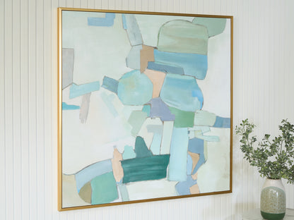 Haines Furniture Outlet - Ashley Furniture - Wynburn Wall Decor - Wall Art / White/Blue/Green - A8000442
