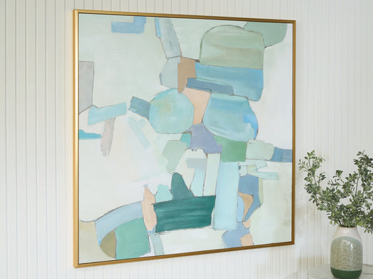 Haines Furniture Outlet - Ashley Furniture - Wynburn Wall Decor - Wall Art / White/Blue/Green - A8000442
