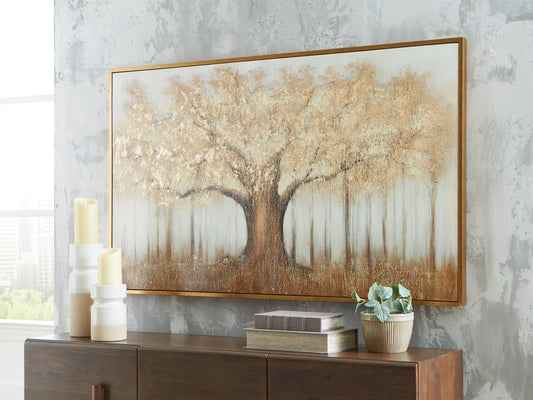 Haines Furniture Outlet - Ashley Furniture - Dalewick Wall Decor - Wall Art / Brown/Gray/Gold Finish - A8000448