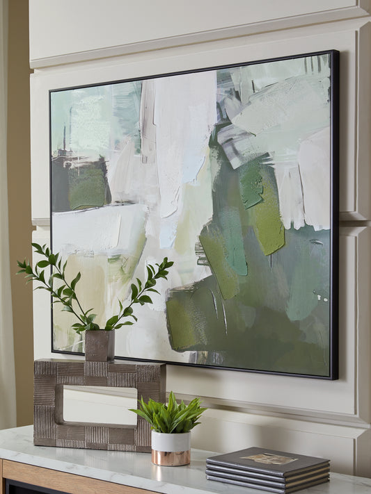 Haines Furniture Outlet - Ashley Furniture - Vinick Wall Decor - Wall Art / Green/Gray/White - A8000459