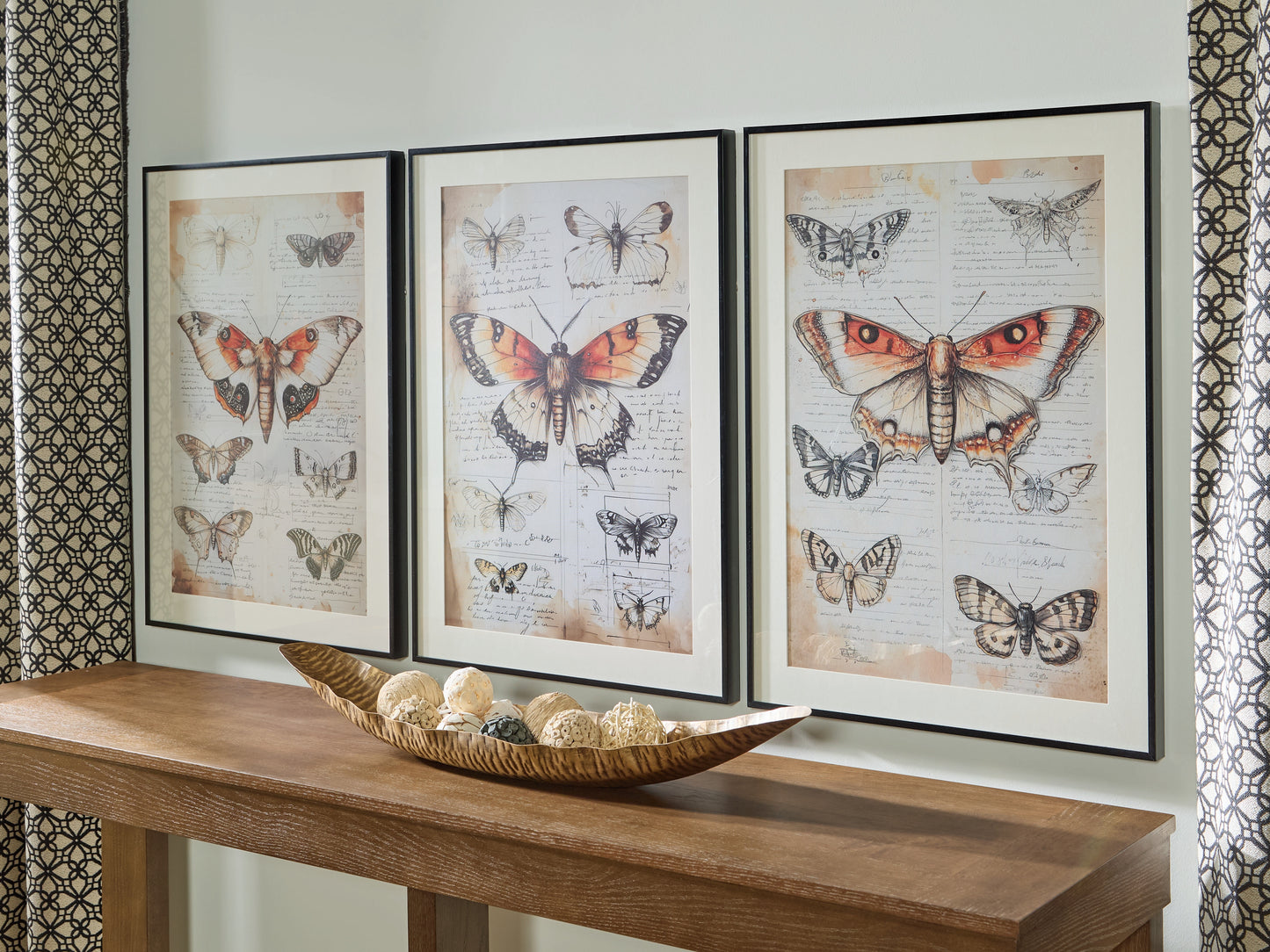 Haines Furniture Outlet - Ashley Furniture - Jossletts Wall Decor - Wall Art Set (3/CN) / Orange/Black/Ivory - A8000490