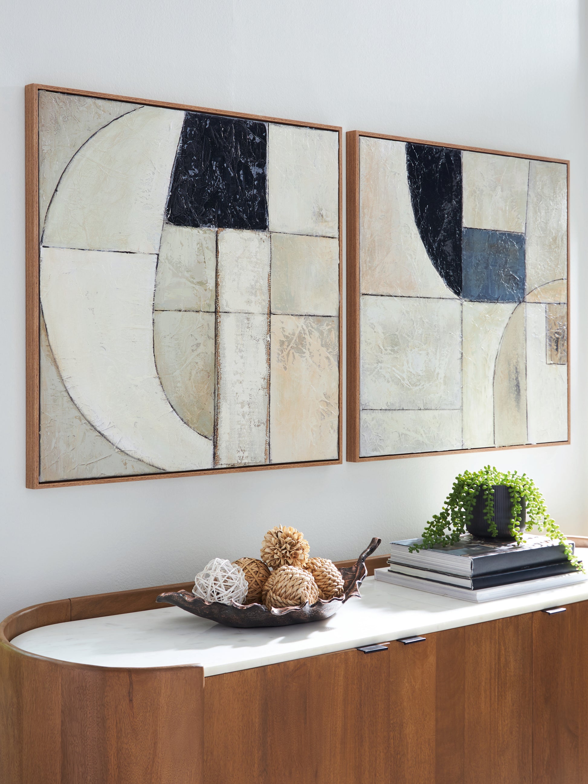 Haines Furniture Outlet - Ashley Furniture - Bexlen Wall Decor - Wall Art Set (Set of 2) / Tan/Taupe/Black - A8000498