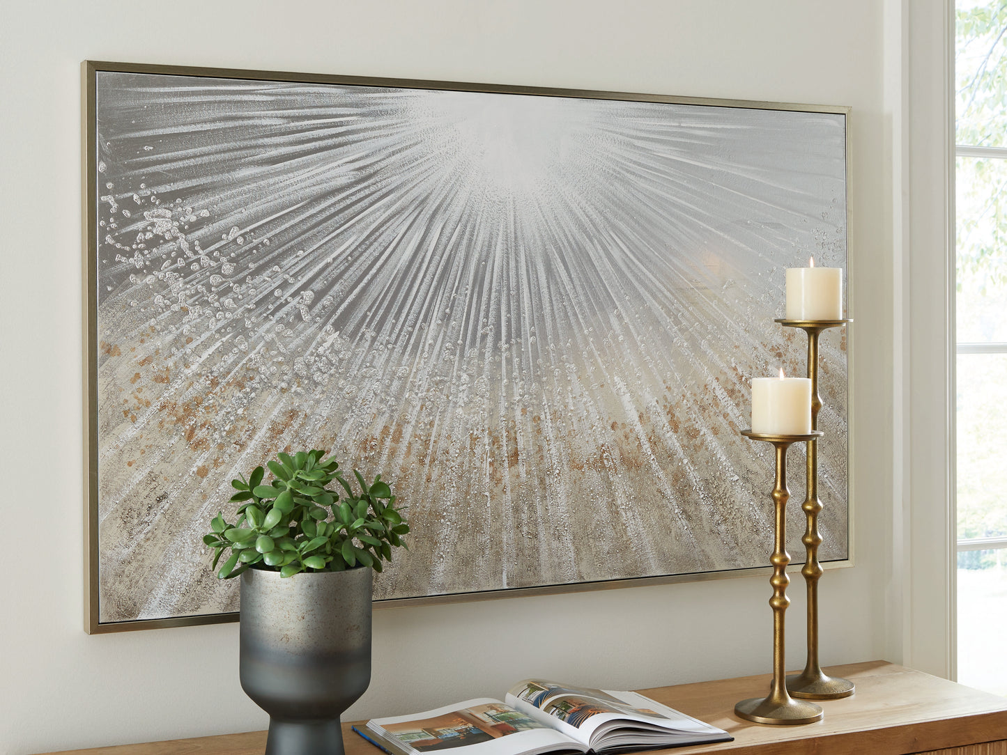 Haines Furniture Outlet - Ashley Furniture - Waldard Wall Decor - Wall Art / Gray/Taupe/White - A8000501