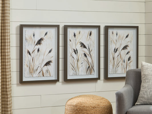 Haines Furniture Outlet - Ashley Furniture - Honslow Wall Decor - Wall Art Set (3/CN) / Brown/Black/White - A8000506