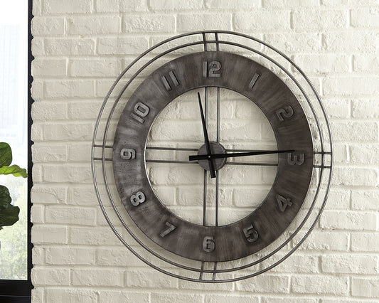 Haines Furniture Outlet - Ashley Furniture - Ana Sofia Wall Decor - Wall Clock / Antique Gray - A8010068