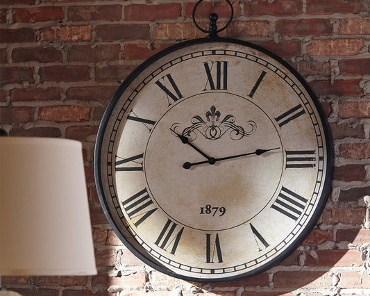 Haines Furniture Outlet - Ashley Furniture - Augustina Wall Decor - Wall Clock / Antique Black - A8010110