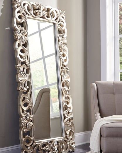 Haines Furniture Outlet - Ashley Furniture - Lucia Mirror - Floor Mirror / Antique Silver Finish - A8010123