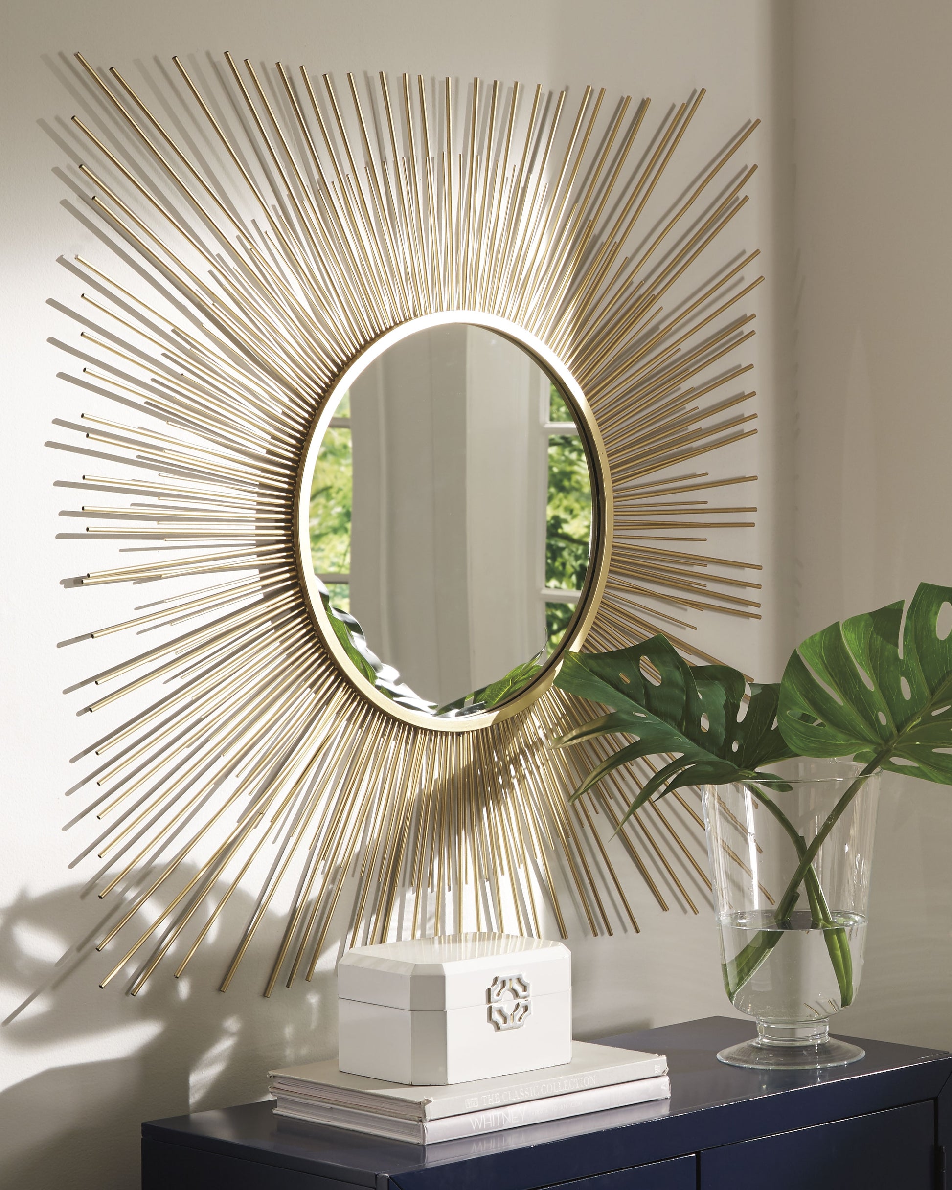 Haines Furniture Outlet - Ashley Furniture - Elspeth Mirror - Accent Mirror / Gold Finish - A8010124