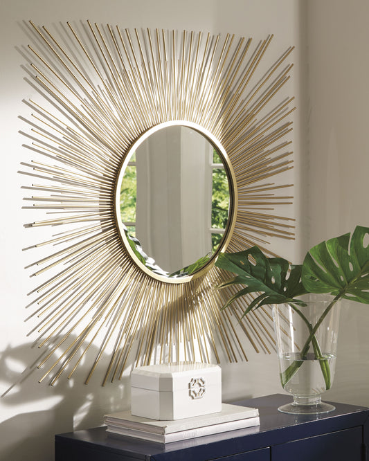 Haines Furniture Outlet - Ashley Furniture - Elspeth Mirror - Accent Mirror / Gold Finish - A8010124