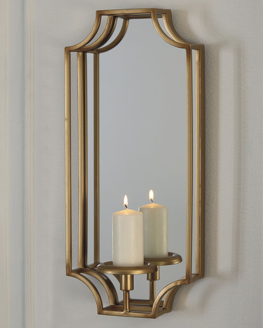 Haines Furniture Outlet - Ashley Furniture - Dumi Wall Decor - Wall Sconce / Gold Finish - A8010153