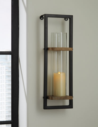 Haines Furniture Outlet - Ashley Furniture - Colburn Wall Decor - Wall Sconce / Natural/Black - A8010171