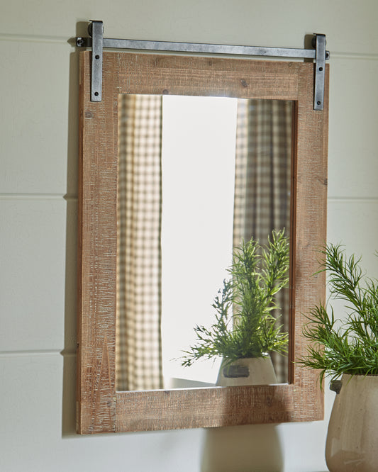 Haines Furniture Outlet - Ashley Furniture - Lanie Mirror - Accent Mirror / Antique Brown - A8010223