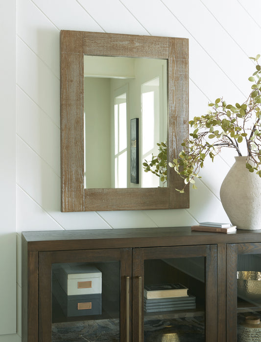 Haines Furniture Outlet - Ashley Furniture - Waltleigh Mirror - Floor Mirror / Distressed Brown - A8010278
