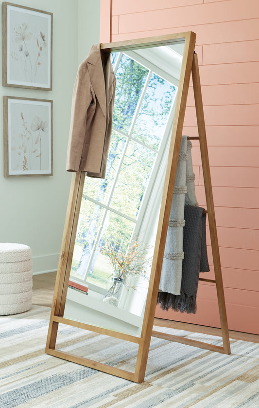 Haines Furniture Outlet - Ashley Furniture - Devford Mirror - Floor Mirror / Brown - A8010341