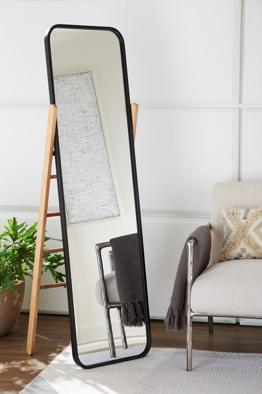 Haines Furniture Outlet - Ashley Furniture - Bronick Mirror - Floor Mirror / Black/Brown - A8010342