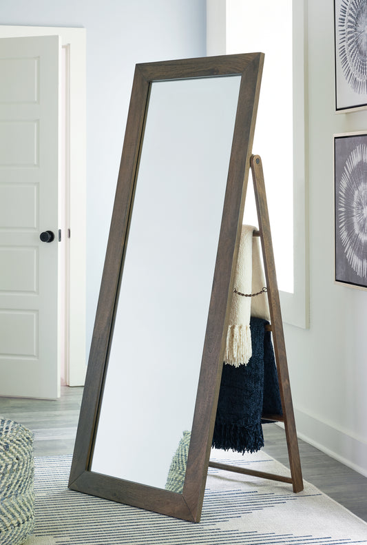 Haines Furniture Outlet - Ashley Furniture - Dirkins Mirror - Floor Mirror / Brown - A8010343