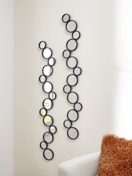 Haines Furniture Outlet - Ashley Furniture - Vinler Mirror - Accent Mirror Set (Set of 2) / Black - A8010353