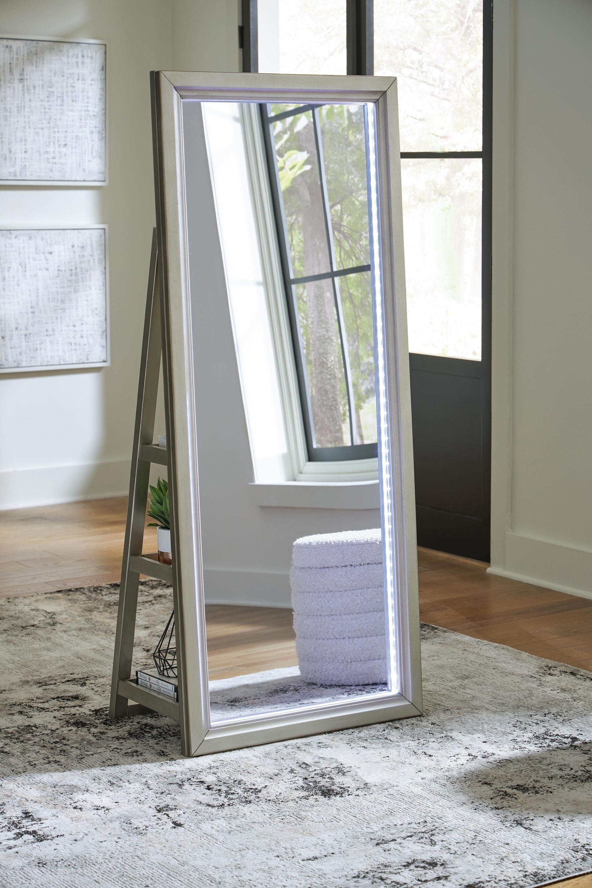Haines Furniture Outlet - Ashley Furniture - Evesen Mirror - Floor Standing Mirror/Storage - A8010380