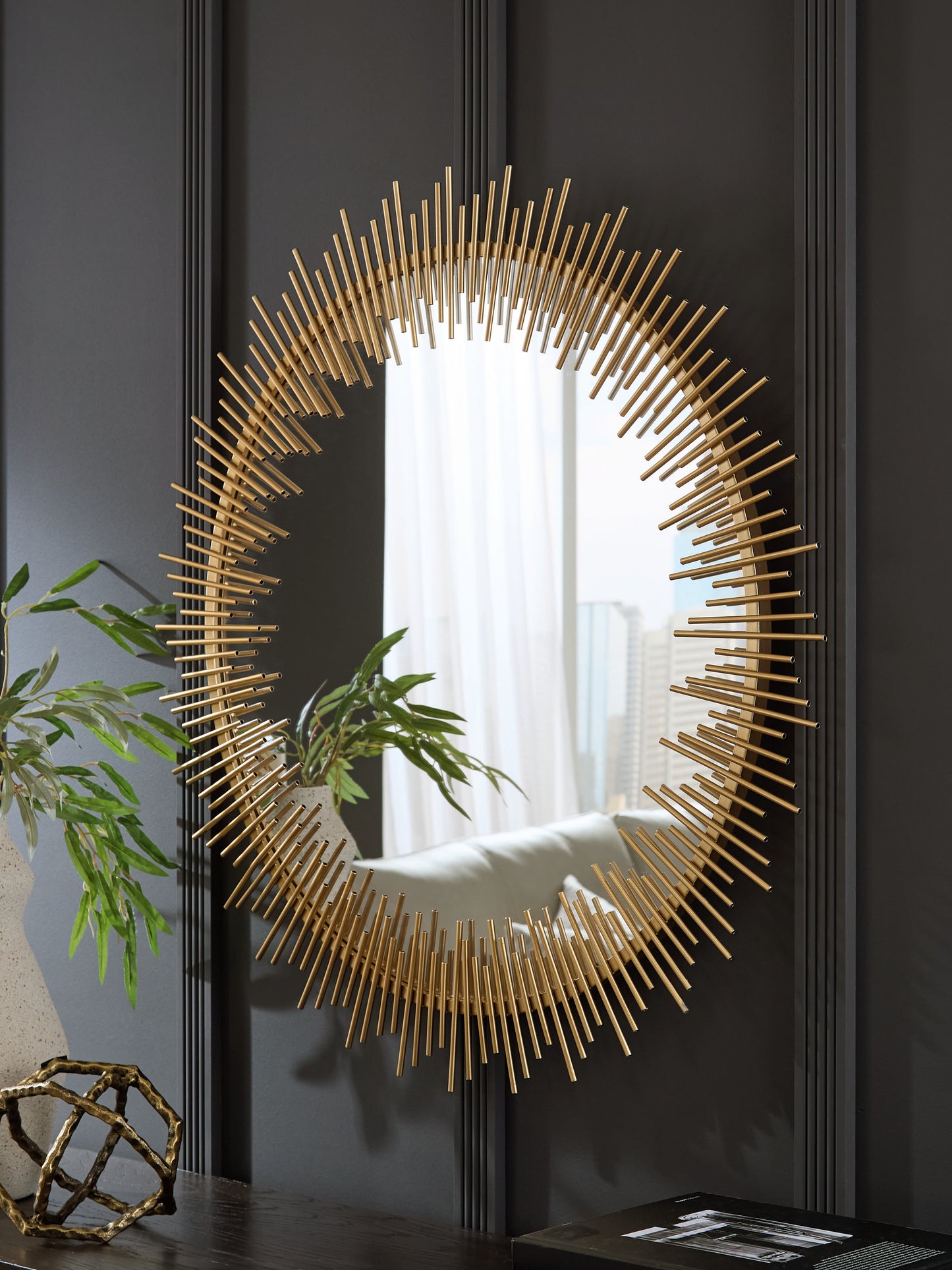 Haines Furniture Outlet - Ashley Furniture - Wainport Mirror - Accent Mirror / Gold Finish - A8010405