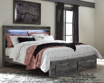 Haines Furniture Outlet - Ashley Furniture - Baystorm Bedroom - King Panel Bed with 2 Storage Drawers / Gray - B221B12