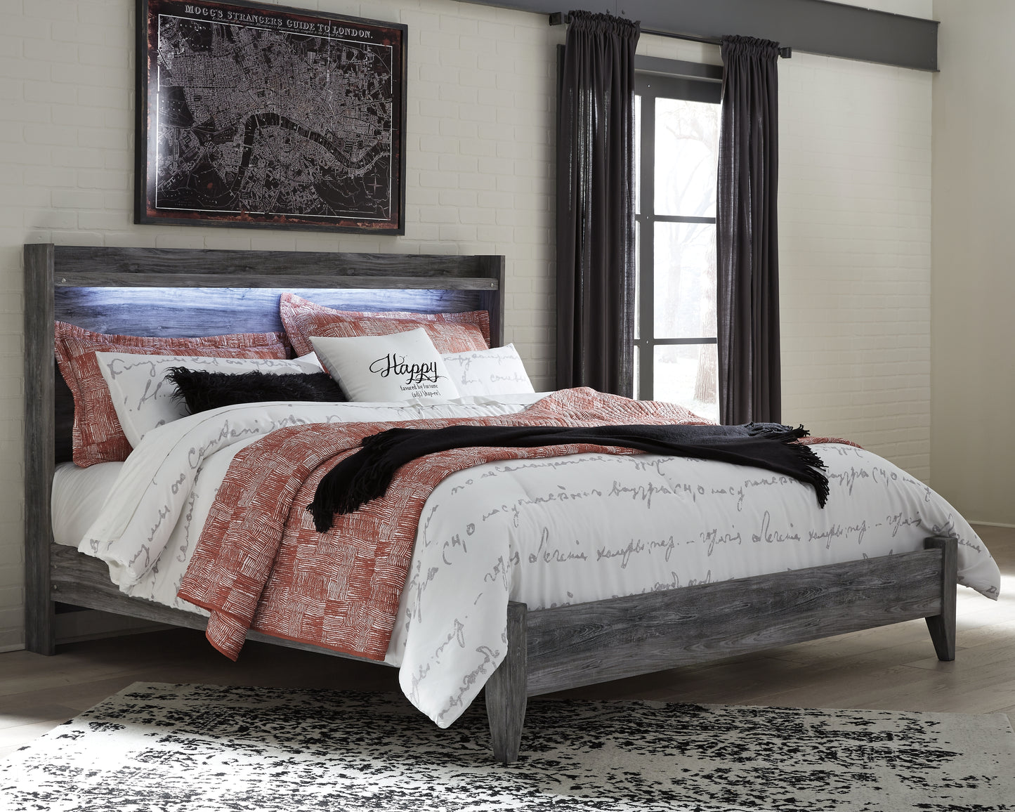 Haines Furniture Outlet - Ashley Furniture - Baystorm Bedroom - King Panel Bed / Gray - B221B11