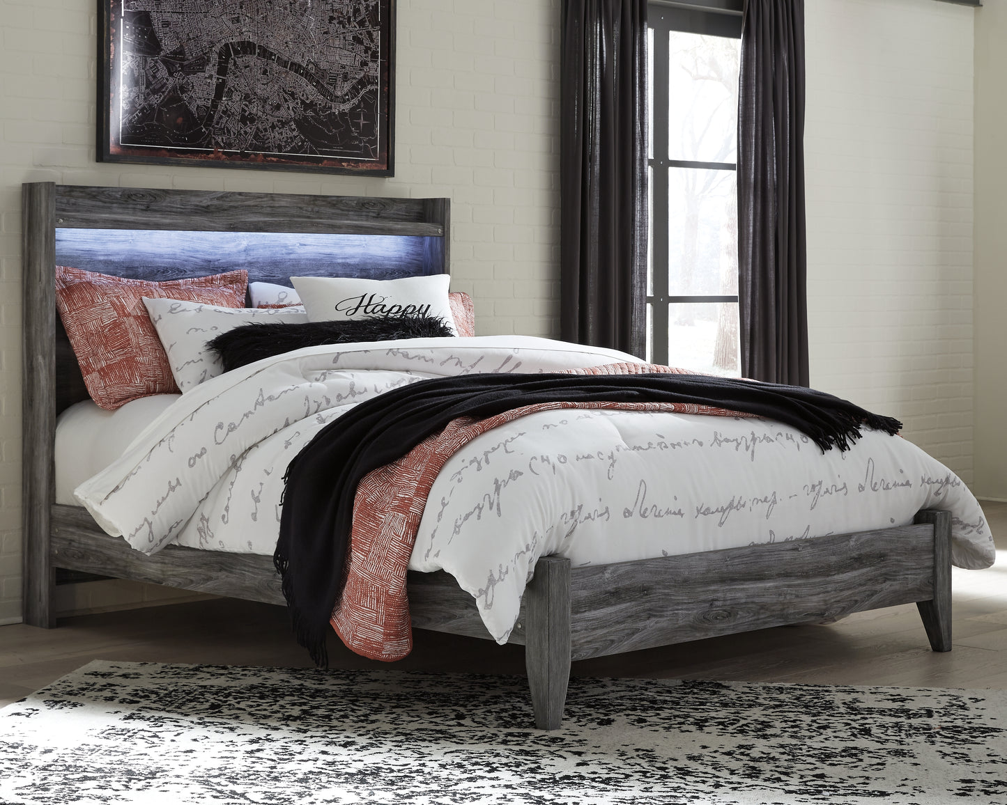 Haines Furniture Outlet - Ashley Furniture - Baystorm Bedroom - Queen Panel Bed / Gray - B221B2