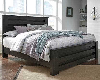 Haines Furniture Outlet - Ashley Furniture - Brinxton Bedroom - King Panel Bed / Charcoal - B249B4