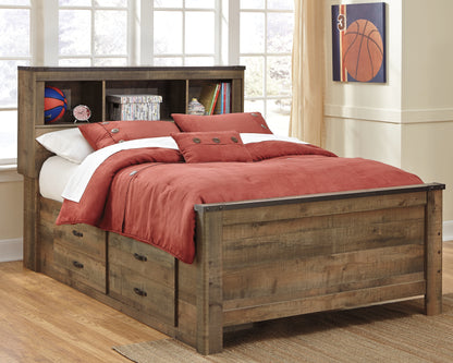 Haines Furniture Outlet - Ashley Furniture - Trinell Bedroom - Full Panel Bed with 2 Storage Drawers / Brown - B446B10
