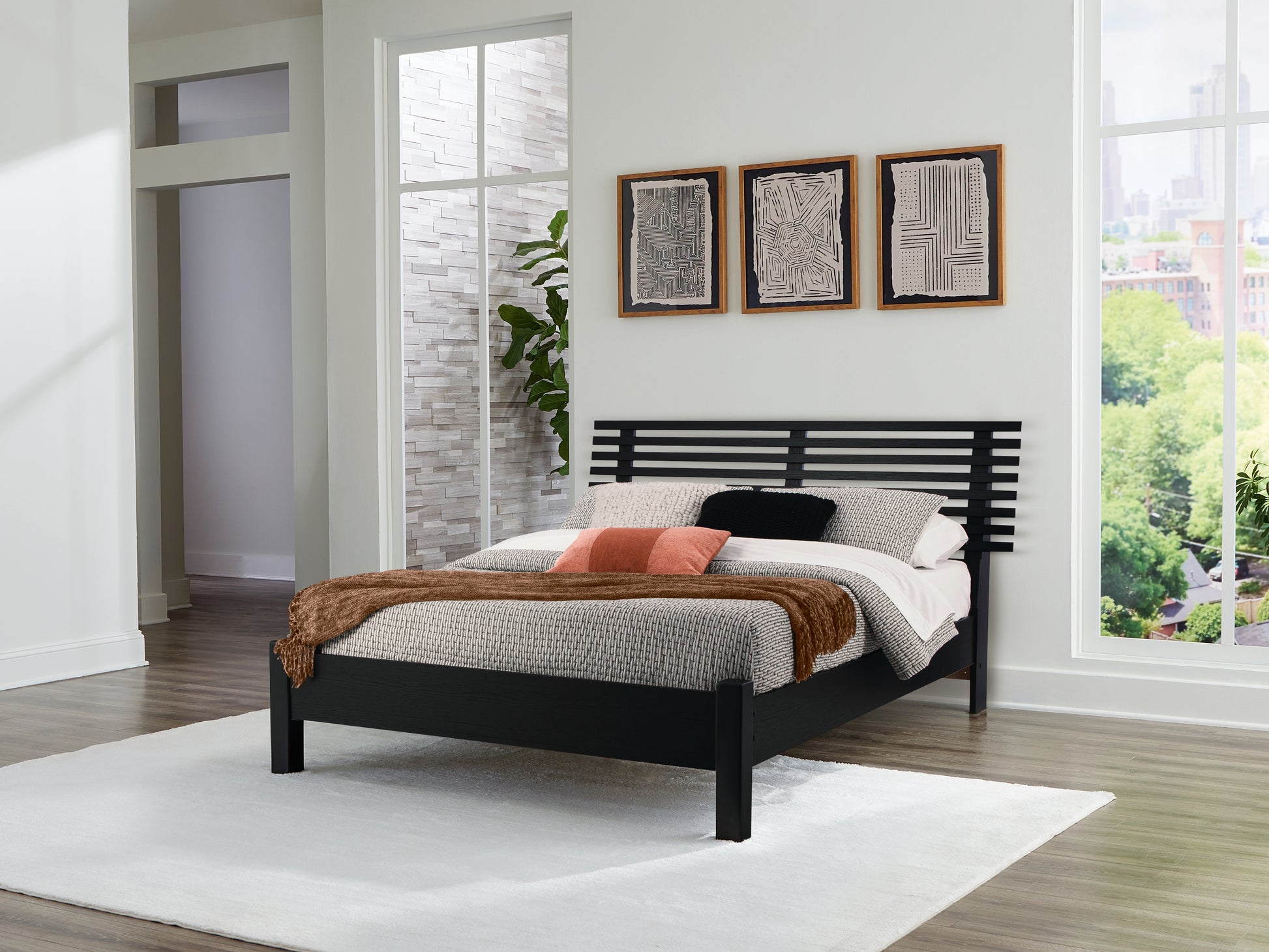 Haines Furniture Outlet - Ashley Furniture - Danziar Bedroom - Full Panel Bed / Black - B1013B20