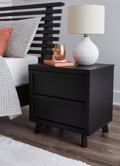 Haines Furniture Outlet - Ashley Furniture - Danziar Bedroom - Two Drawer Night Stand / Black - B1013-92