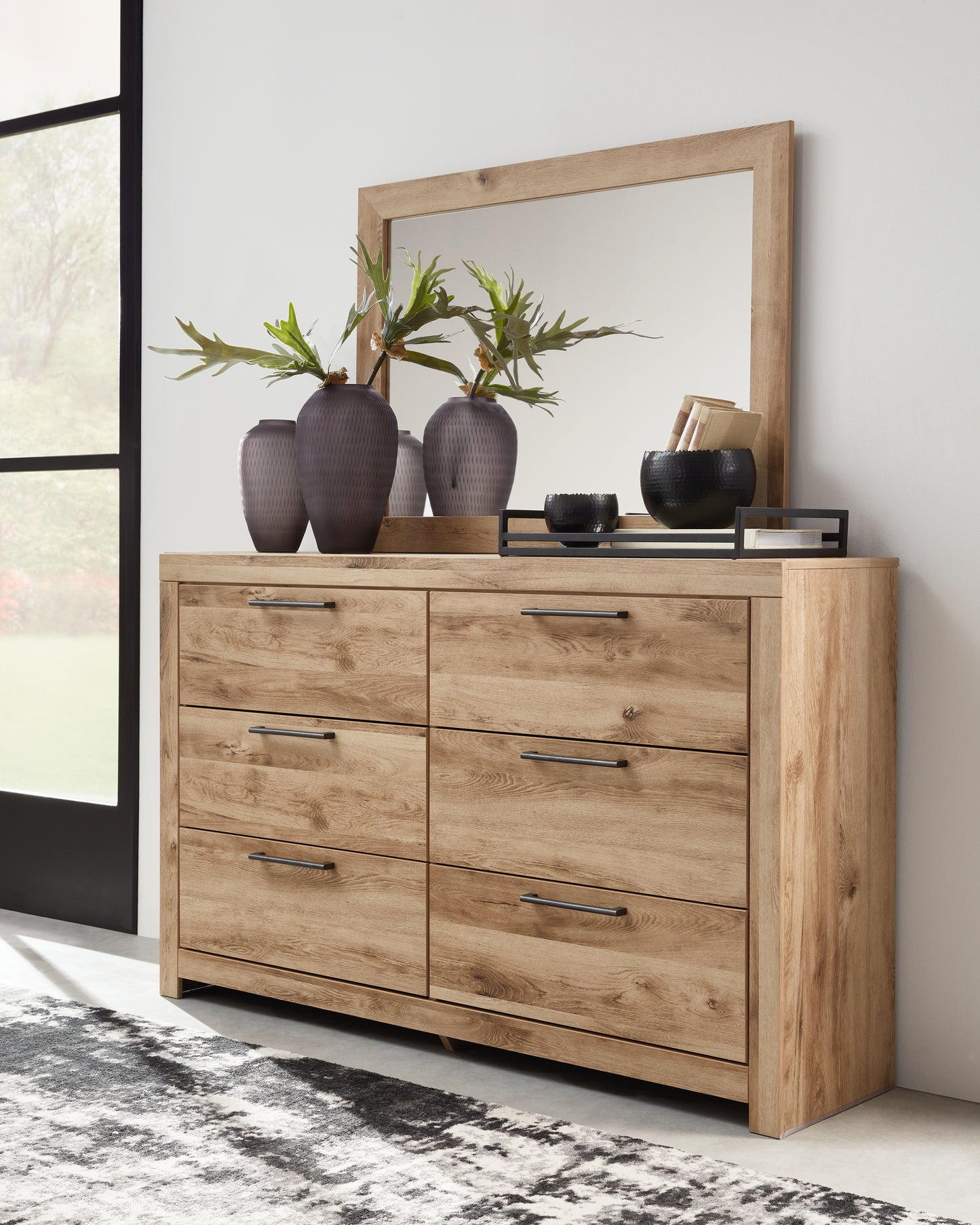 Haines Furniture Outlet - Ashley Furniture - Hyanna Bedroom - Dresser and Mirror / Tan Brown - B1050B1