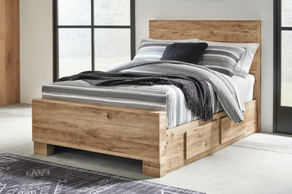 Haines Furniture Outlet - Ashley Furniture - Hyanna Bedroom - Full Panel Bed with 1 Side Storage / Tan Brown - B1050B25