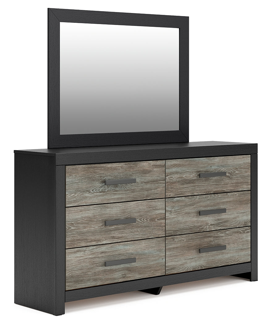 Haines Furniture Outlet - Ashley Furniture - Broachmyn Bedroom - Dresser and Mirror / Black/Gray - PCB1118B1