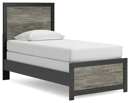 Haines Furniture Outlet - Ashley Furniture - Broachmyn Bedroom - Twin Panel Bed / Black/Gray - PCB1118B8