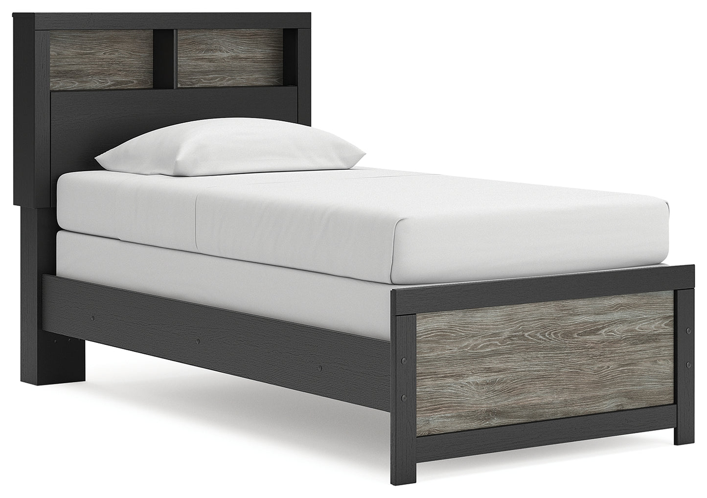 Haines Furniture Outlet - Ashley Furniture - Broachmyn Bedroom - Twin Bookcase Bed / Black/Gray - PCB1118B12