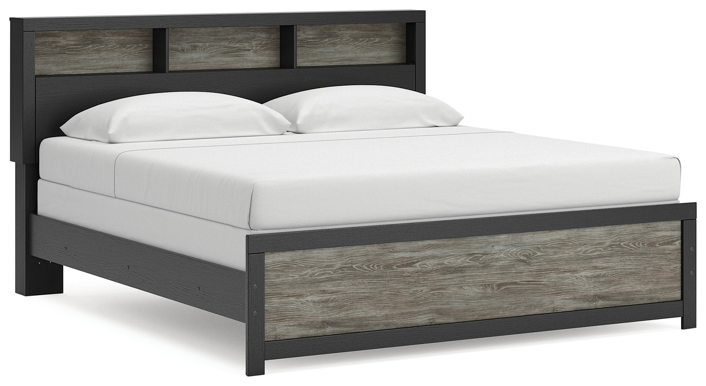 Haines Furniture Outlet - Ashley Furniture - Broachmyn Bedroom - King Bookcase Bed / Black/Gray - PCB1118B6