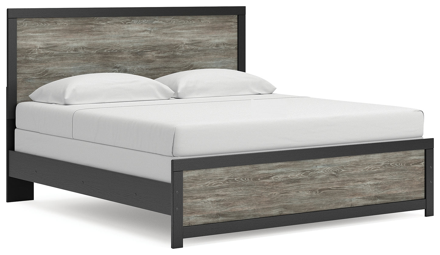 Haines Furniture Outlet - Ashley Furniture - Broachmyn Bedroom - King Panel Bed / Black/Gray - PCB1118B7