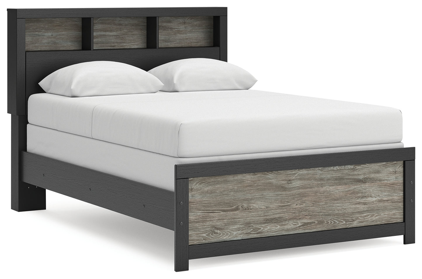Haines Furniture Outlet - Ashley Furniture - Broachmyn Bedroom - Full Bookcase Bed / Black/Gray - PCB1118B13