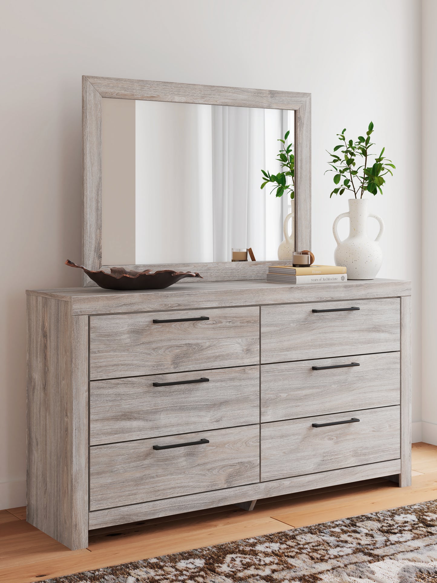 Haines Furniture Outlet - Ashley Furniture - Broachmyn Bedroom - Dresser and Mirror / Gray - PCB1120B1