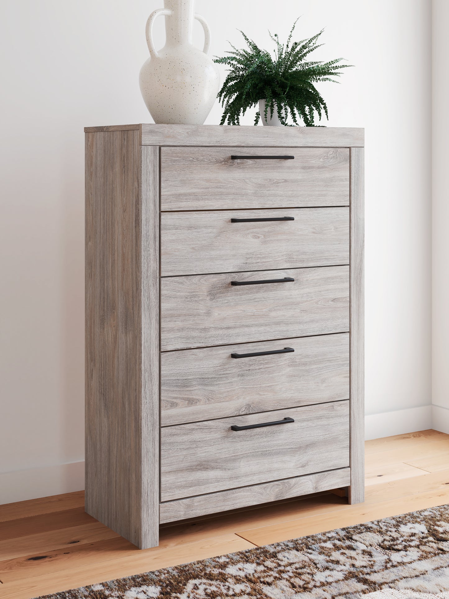 Haines Furniture Outlet - Ashley Furniture - Broachmyn Bedroom - Five Drawer Chest / Gray - PCB1120-46