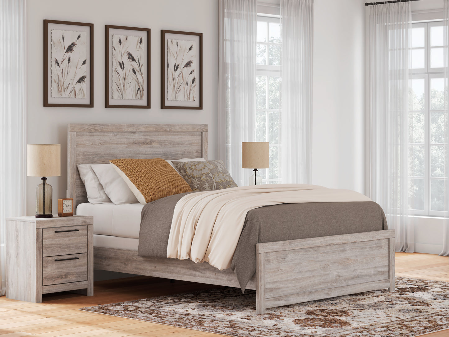 Haines Furniture Outlet - Ashley Furniture - Broachmyn Bedroom - Queen Panel Bed / Gray - PCB1120B2