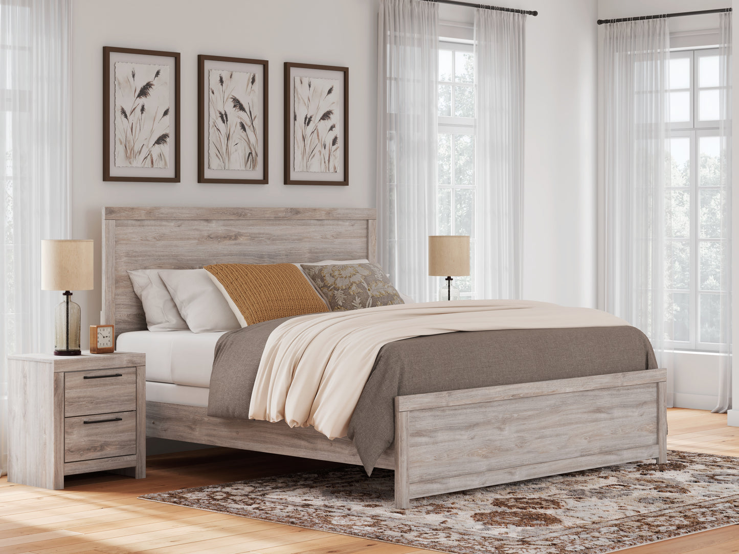 Haines Furniture Outlet - Ashley Furniture - Broachmyn Bedroom - King Panel Bed / Gray - PCB1120B6